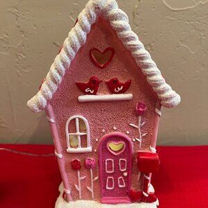 NWT Love and Cupcakes Valentine's Day LED Gingerbread House - 9" H